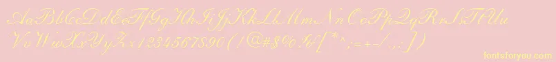 Шрифт ShelleyLtAndanteScript – жёлтые шрифты на розовом фоне