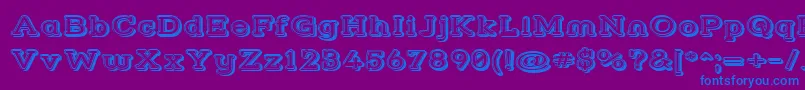 Strslfow-Schriftart – Blaue Schriften auf violettem Hintergrund