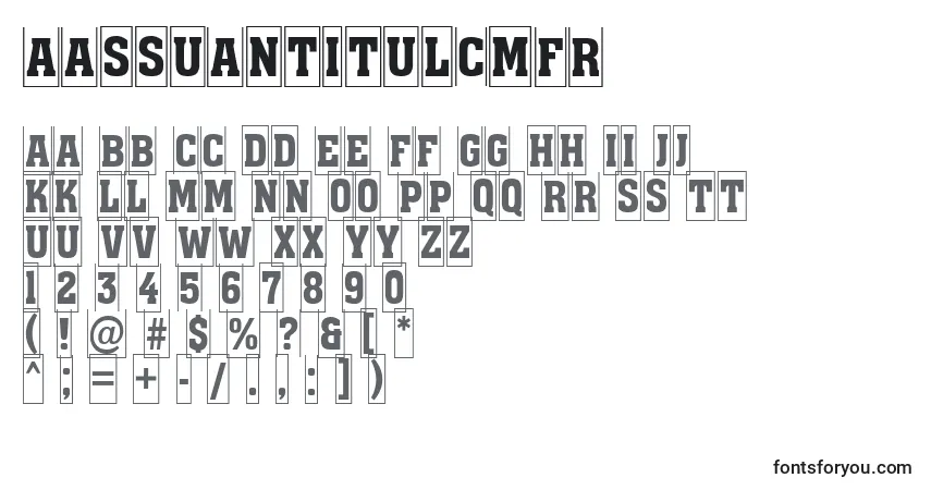 A fonte AAssuantitulcmfr – alfabeto, números, caracteres especiais