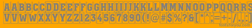 AAssuantitulcmfr-Schriftart – Graue Schriften auf orangefarbenem Hintergrund