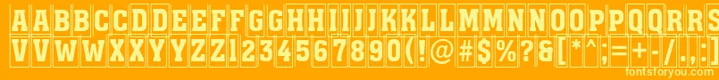 AAssuantitulcmfr-Schriftart – Gelbe Schriften auf orangefarbenem Hintergrund