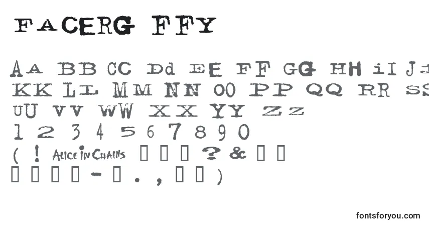 Czcionka Facerg ffy – alfabet, cyfry, specjalne znaki