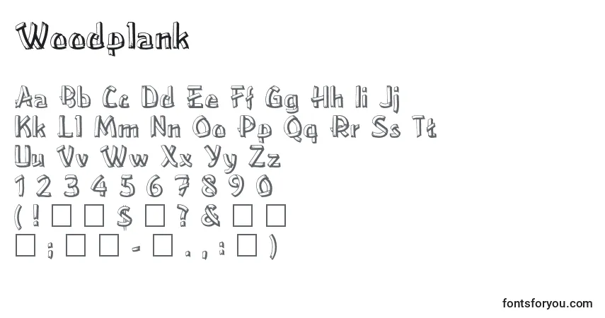 Schriftart Woodplank – Alphabet, Zahlen, spezielle Symbole