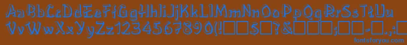 Woodplank Font – Blue Fonts on Brown Background