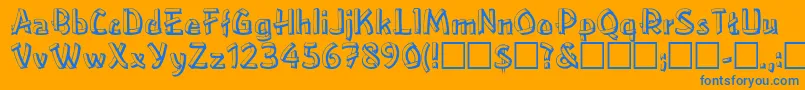 Woodplank Font – Blue Fonts on Orange Background