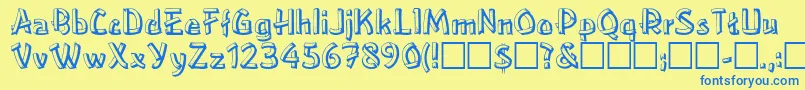 Woodplank Font – Blue Fonts on Yellow Background