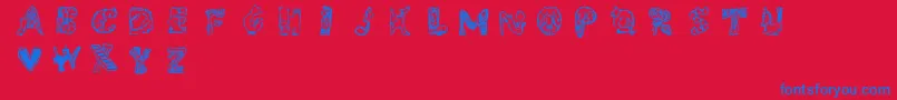 Whimsy Font – Blue Fonts on Red Background