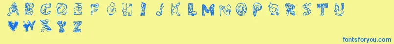 Шрифт Whimsy – синие шрифты на жёлтом фоне