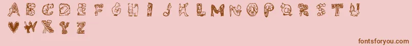 Whimsy-Schriftart – Braune Schriften auf rosa Hintergrund
