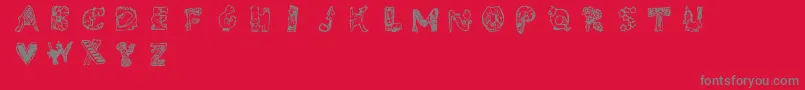 フォントWhimsy – 赤い背景に灰色の文字