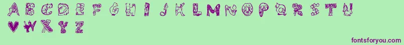 Whimsy Font – Purple Fonts on Green Background