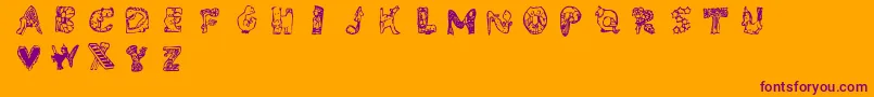Fonte Whimsy – fontes roxas em um fundo laranja