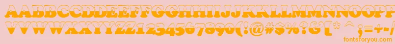 Cooper4-Schriftart – Orangefarbene Schriften auf rosa Hintergrund