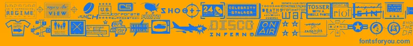 Apocalypso Font – Blue Fonts on Orange Background