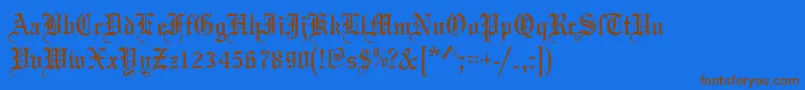 フォントMariageantd – 茶色の文字が青い背景にあります。