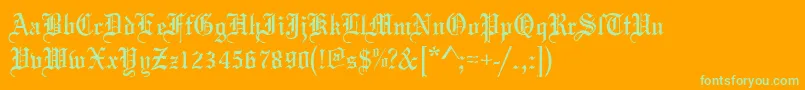 Mariageantd-Schriftart – Grüne Schriften auf orangefarbenem Hintergrund