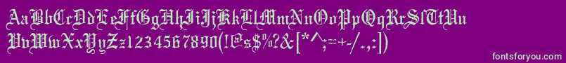 Mariageantd-Schriftart – Grüne Schriften auf violettem Hintergrund