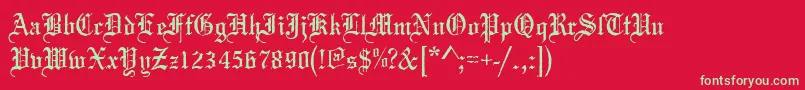 Mariageantd-Schriftart – Grüne Schriften auf rotem Hintergrund