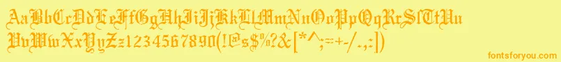Mariageantd-Schriftart – Orangefarbene Schriften auf gelbem Hintergrund