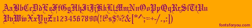 Mariageantd-Schriftart – Violette Schriften auf orangefarbenem Hintergrund