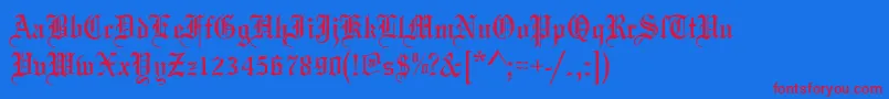 Mariageantd-Schriftart – Rote Schriften auf blauem Hintergrund