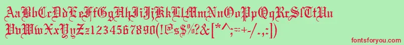 フォントMariageantd – 赤い文字の緑の背景