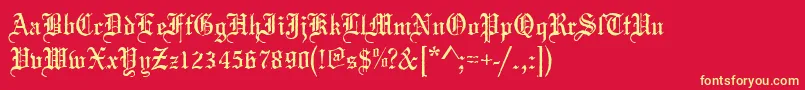 Mariageantd-Schriftart – Gelbe Schriften auf rotem Hintergrund