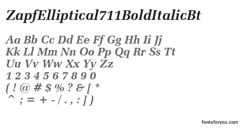 Шрифт ZapfElliptical711BoldItalicBt – алфавит, цифры, специальные символы