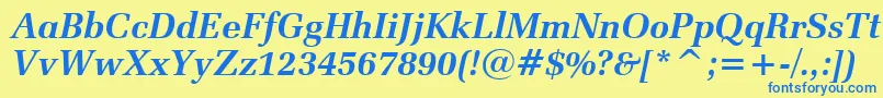 ZapfElliptical711BoldItalicBt Font – Blue Fonts on Yellow Background