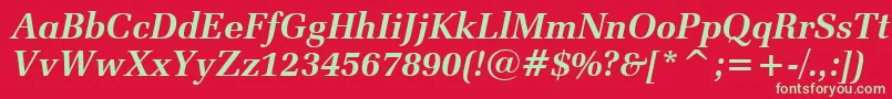 ZapfElliptical711BoldItalicBt Font – Green Fonts on Red Background