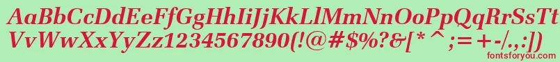 ZapfElliptical711BoldItalicBt Font – Red Fonts on Green Background