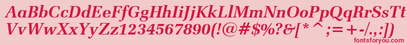 フォントZapfElliptical711BoldItalicBt – ピンクの背景に赤い文字