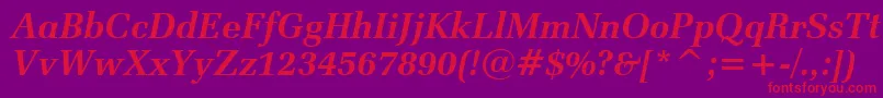 ZapfElliptical711BoldItalicBt-Schriftart – Rote Schriften auf violettem Hintergrund