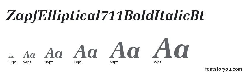 Größen der Schriftart ZapfElliptical711BoldItalicBt