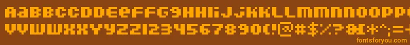 DoubleohoneBold-Schriftart – Orangefarbene Schriften auf braunem Hintergrund