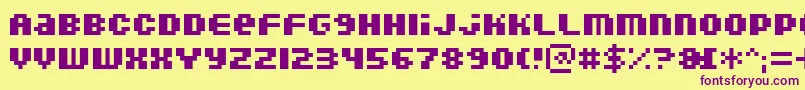 フォントDoubleohoneBold – 紫色のフォント、黄色の背景