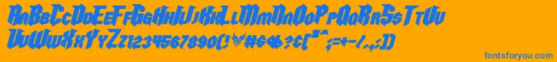 RazorclawBoldItalic-Schriftart – Blaue Schriften auf orangefarbenem Hintergrund