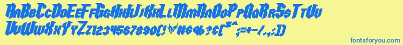 RazorclawBoldItalic Font – Blue Fonts on Yellow Background