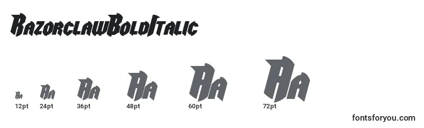 Размеры шрифта RazorclawBoldItalic