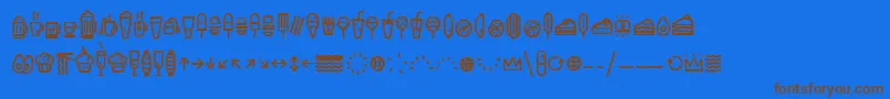 EscalopeCrustThreeIcons Font – Brown Fonts on Blue Background