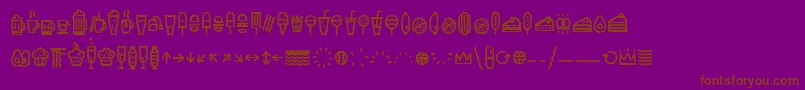 EscalopeCrustThreeIcons-Schriftart – Braune Schriften auf violettem Hintergrund