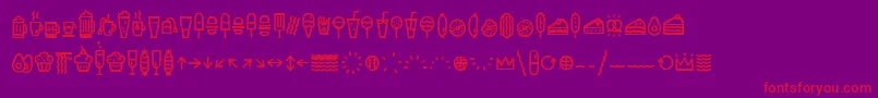 EscalopeCrustThreeIcons-Schriftart – Rote Schriften auf violettem Hintergrund