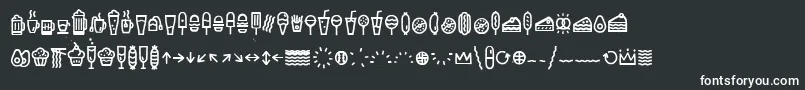 フォントEscalopeCrustThreeIcons – 黒い背景に白い文字