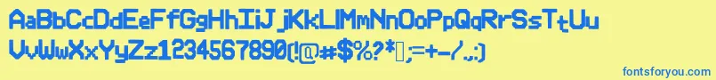 Saiba mais sobre a fonte PixleFont Fonte PixleFont – fontes azuis em um fundo amarelo