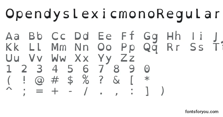 Шрифт OpendyslexicmonoRegular – алфавит, цифры, специальные символы