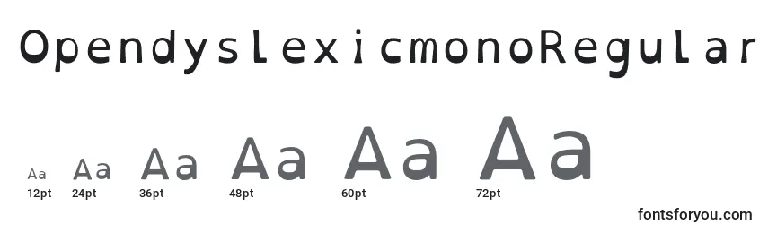 Размеры шрифта OpendyslexicmonoRegular