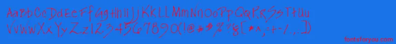 MrsdogRegular Font – Red Fonts on Blue Background