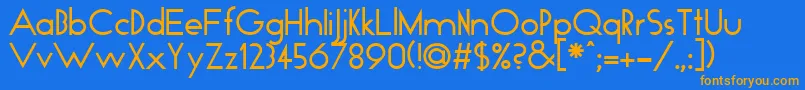 GloRegular Font – Orange Fonts on Blue Background
