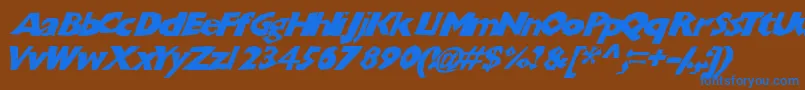 フォントChunkoblockoslanted – 茶色の背景に青い文字