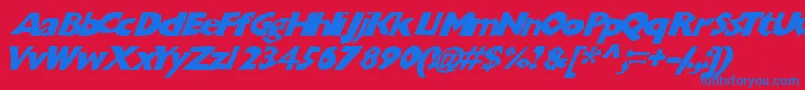 フォントChunkoblockoslanted – 赤い背景に青い文字